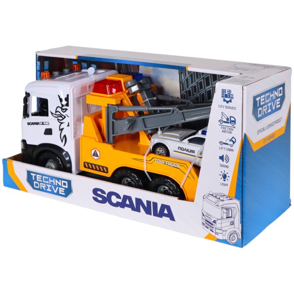 Фото - Наземная спецтехника TechnoDrive Mid Truck – ЭВАКУАТОР SCANIA С МАШИНОЙ ПОЛИЦИИ (свет, звук) (3004KS)